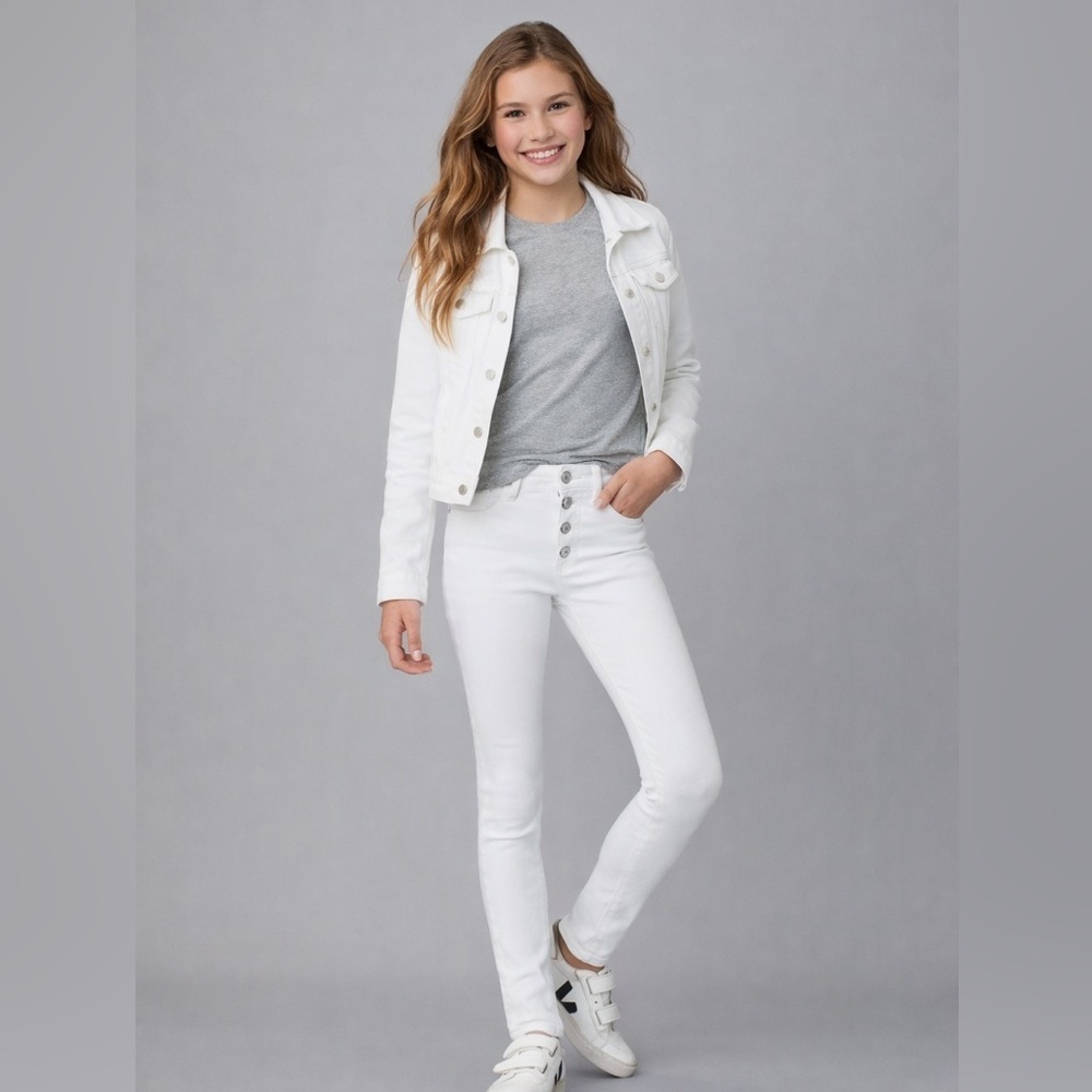 DL1961 Kids Chloe Skinny High-Rise Jeans - White - Size 12